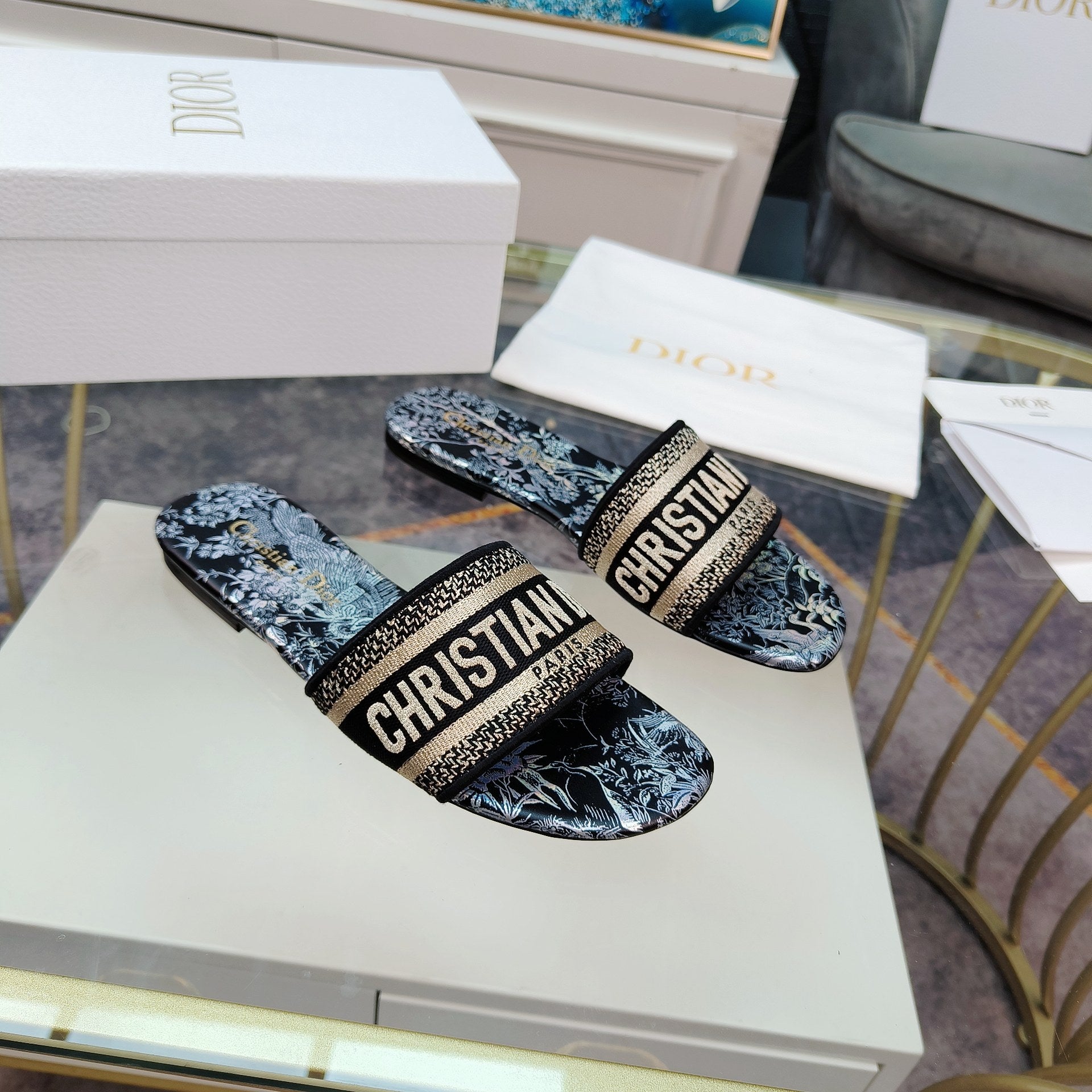 DIOR CD Mule Dway Slide 10mm Multi-motifs Style 4