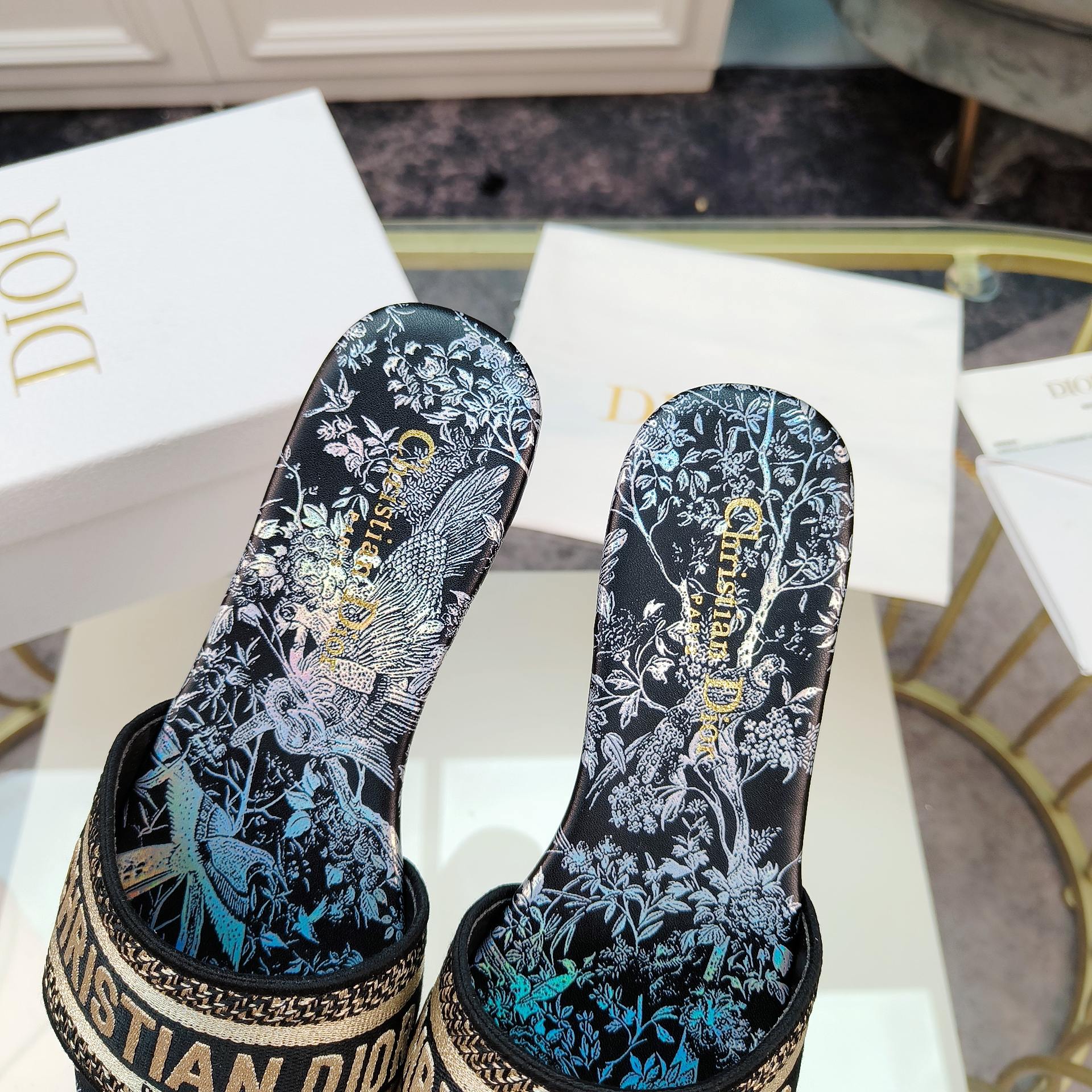 DIOR CD Mule Dway Slide 10mm Multi-motifs Style 4
