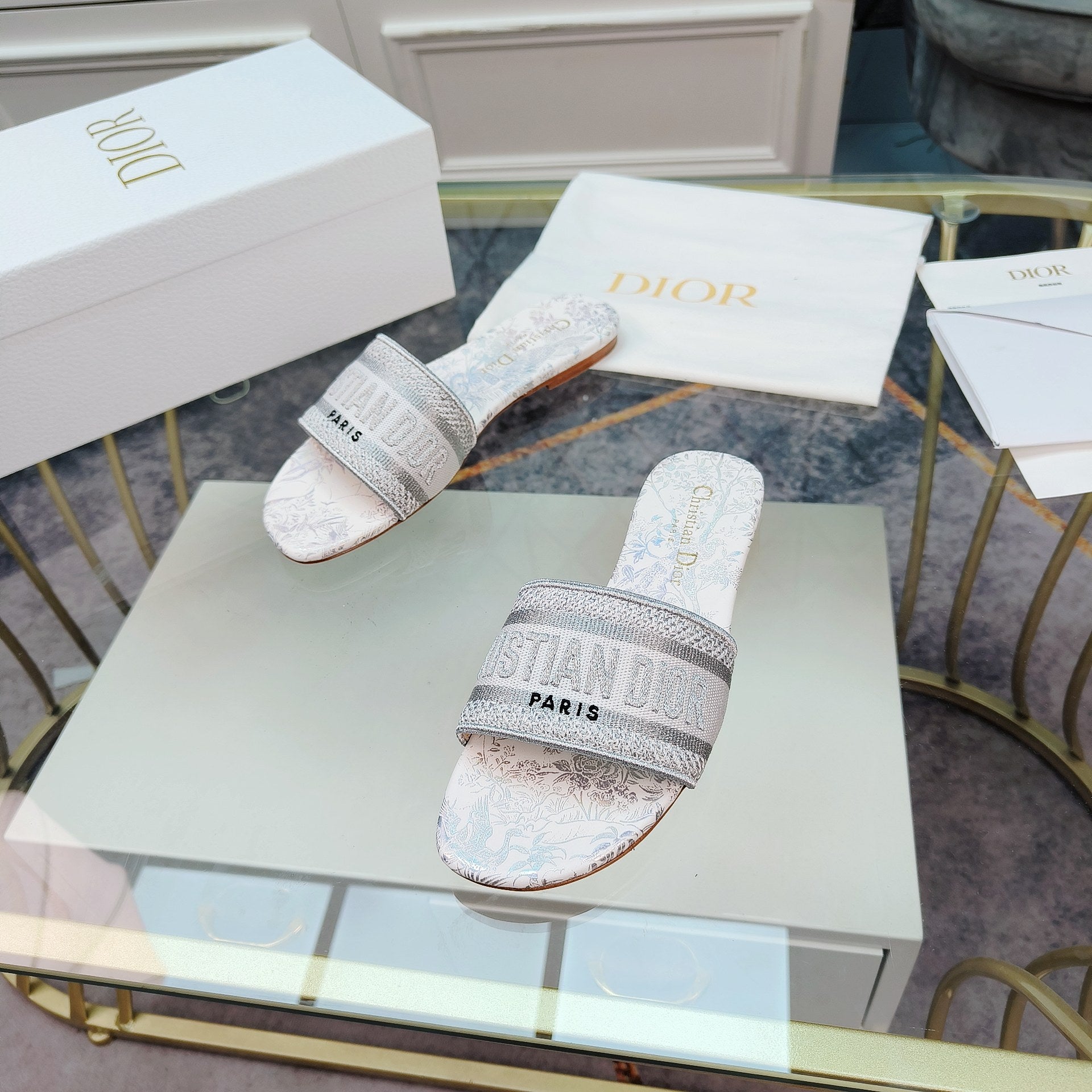 DIOR CD Mule Dway Slide 10mm Multi-motifs Style 6