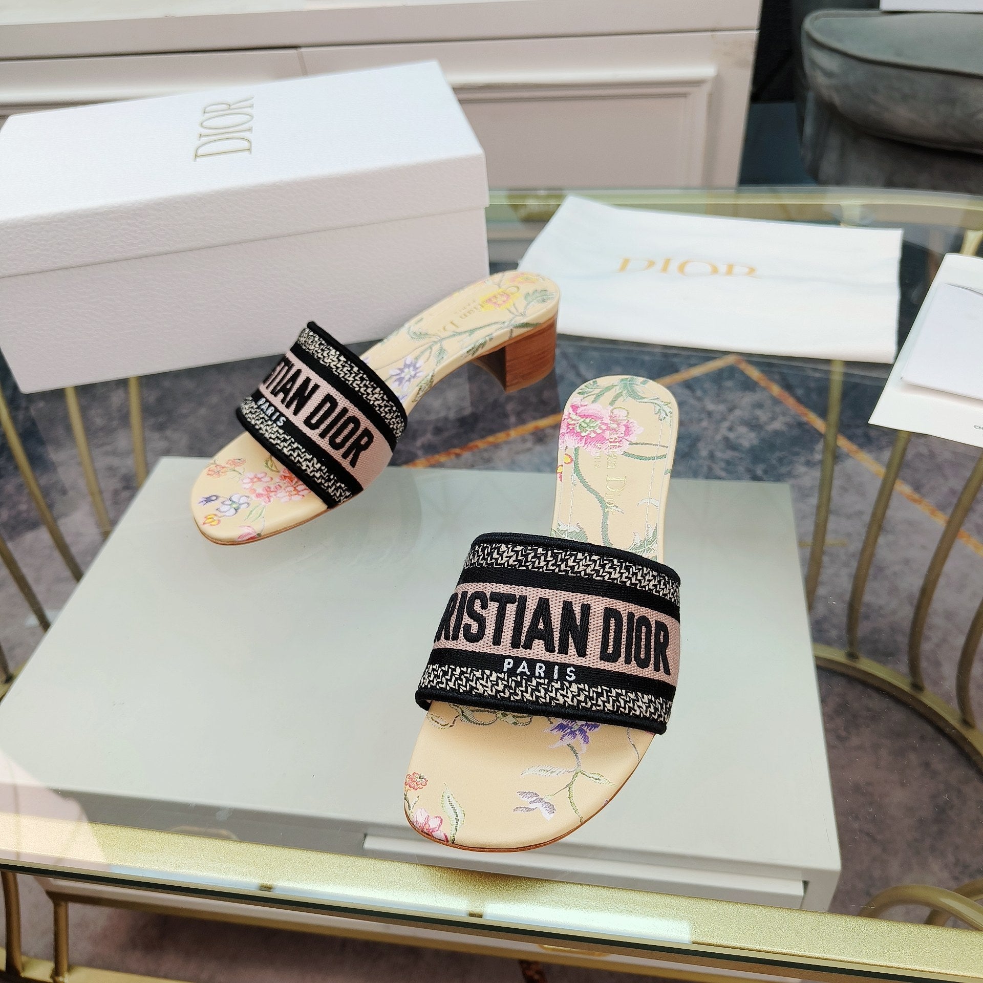 DIOR CD Mule Dway Heeled Slide 45mm Style 2