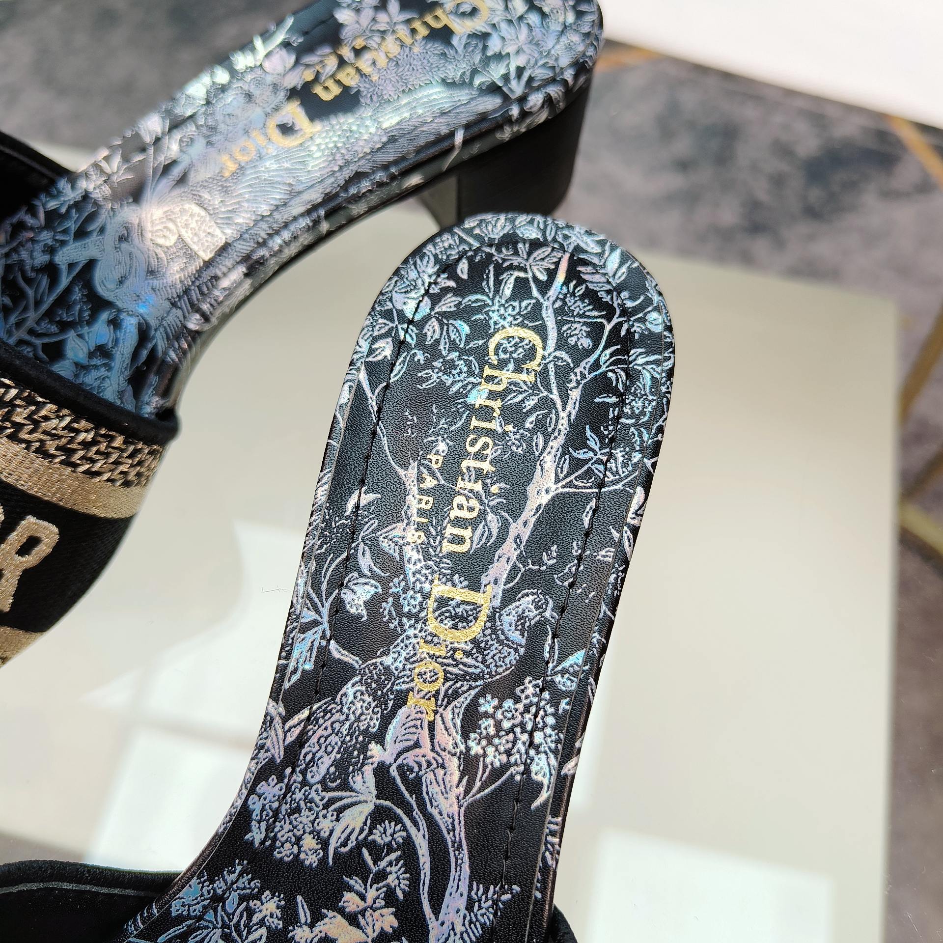 DIOR CD Mule Dway Heeled Slide 45mm Style 10