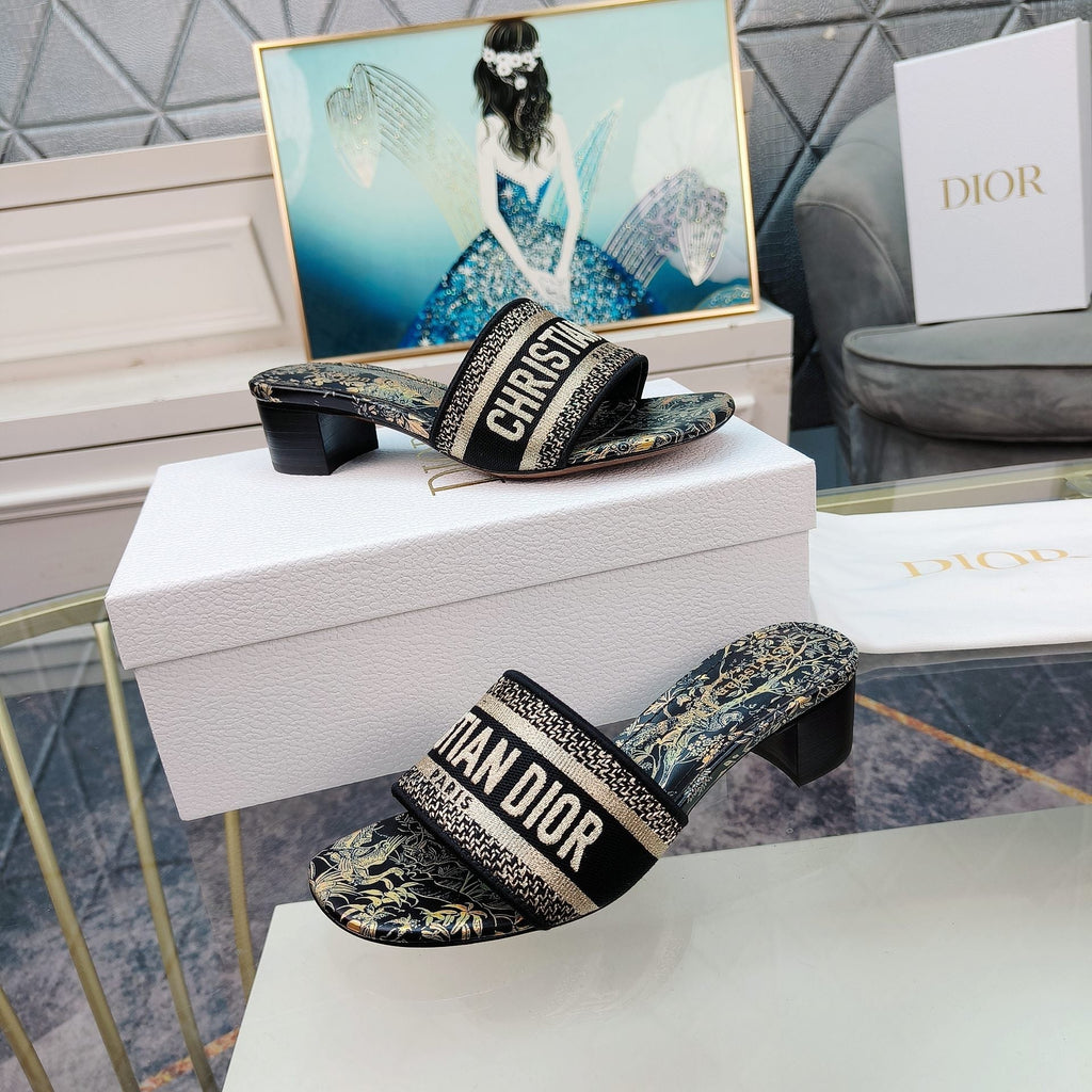 DIOR CD Mule Dway Heeled Slide 45mm Style 9