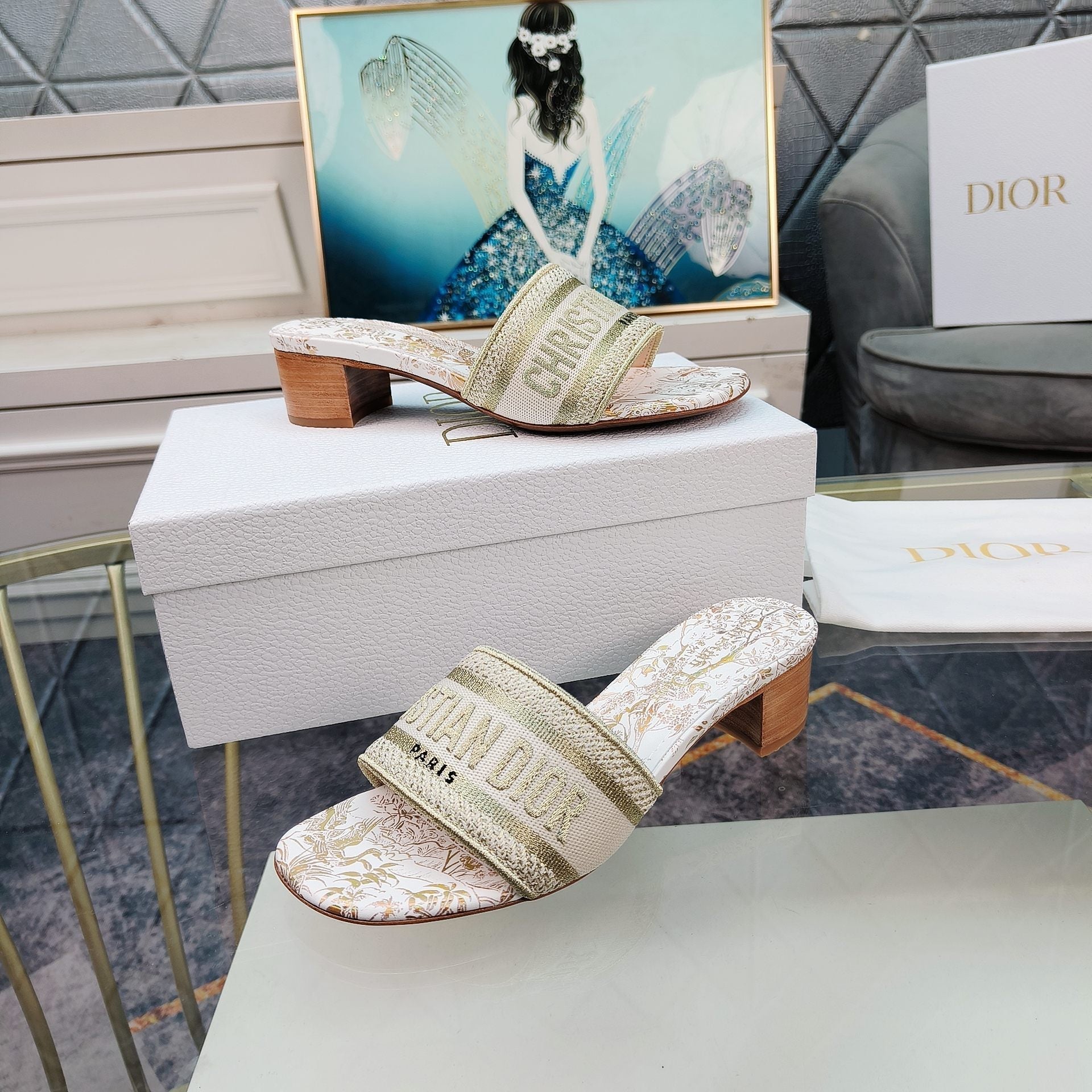 DIOR CD Mule Dway Heeled Slide 45mm Style 6