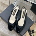 CHANEL SLINGBACKS 20 BLACK CALFSKIN