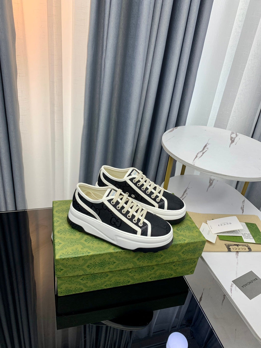 GUCCI SNEAKER FLATFORM BLACK CANVAS