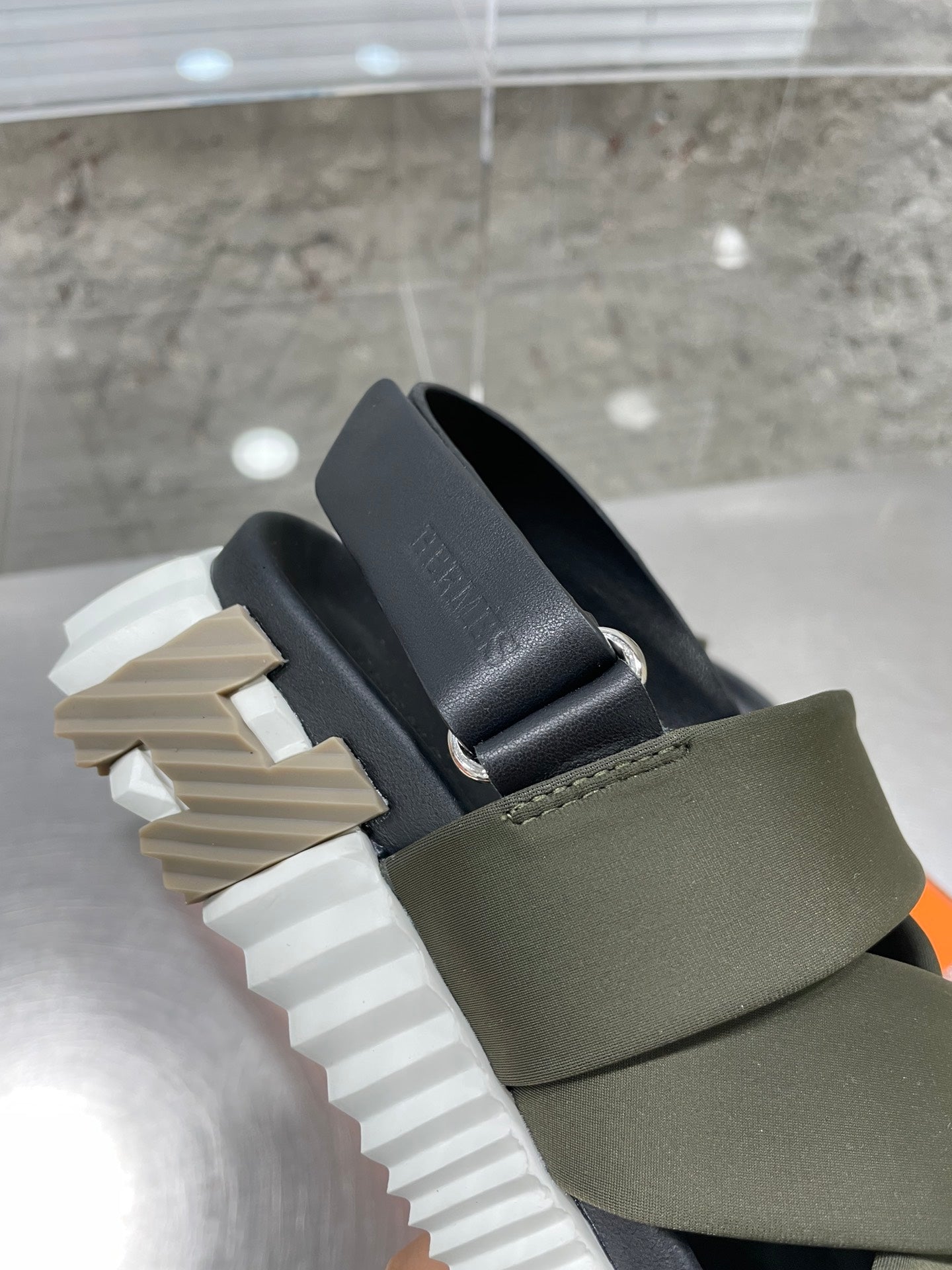 HERMES ELECTRIC SANDAL BLACK MIX DARK ARMY CALFSKIN