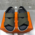 HERMES ELECTRIC SANDAL BLACK MIX DARK ARMY CALFSKIN