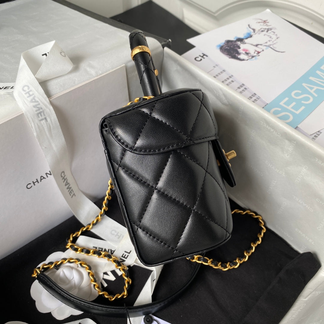 CHANEL SMALL 15 VANITY CASE IN BLACK CALFSKIN GOLD HARDWARE