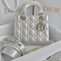 DIOR MEDIUM LADY 20 HANDBAG IN SILVER LAMBSKIN