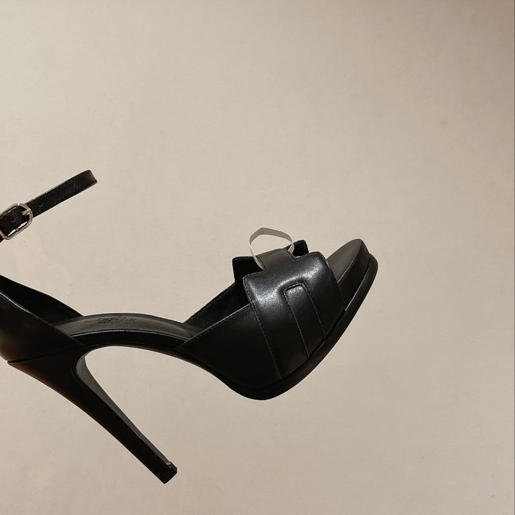 HERMES H - CLASSIC SANDAL 125 BLACK LAMBSKIN