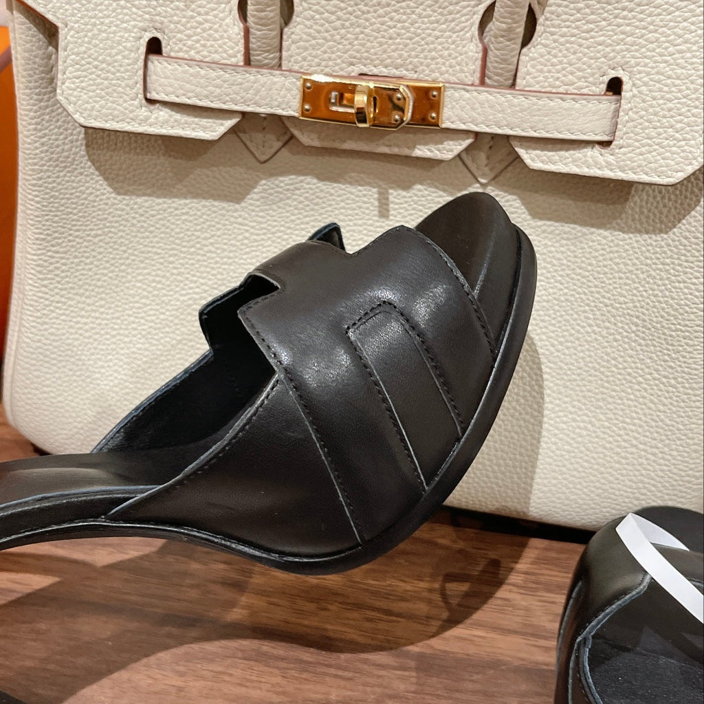 HERMES H - CLASSIC SANDAL 125 BLACK LAMBSKIN