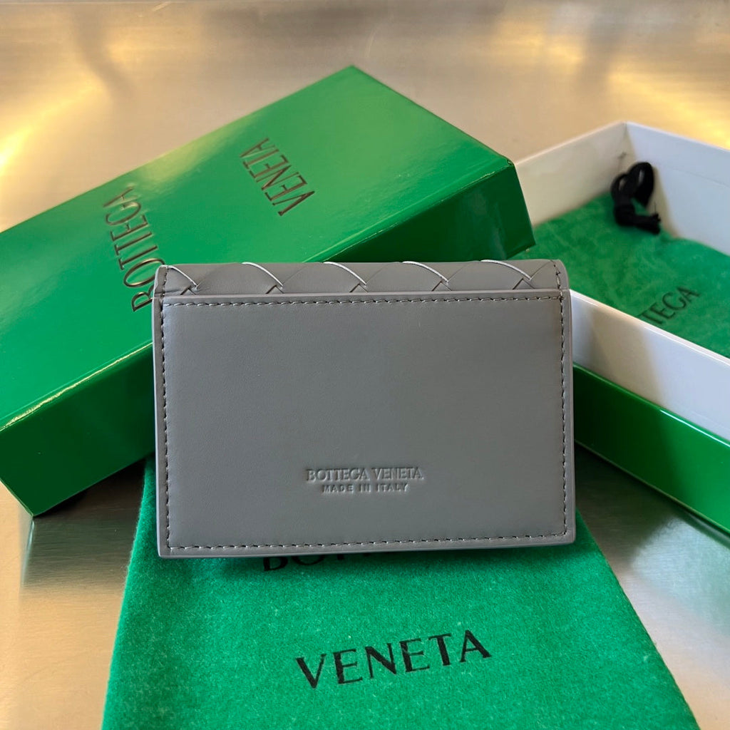 BOTTEGA VENETA INTRECCIATO BUSINESS 11 GRAY CALFSKIN CARD CASE