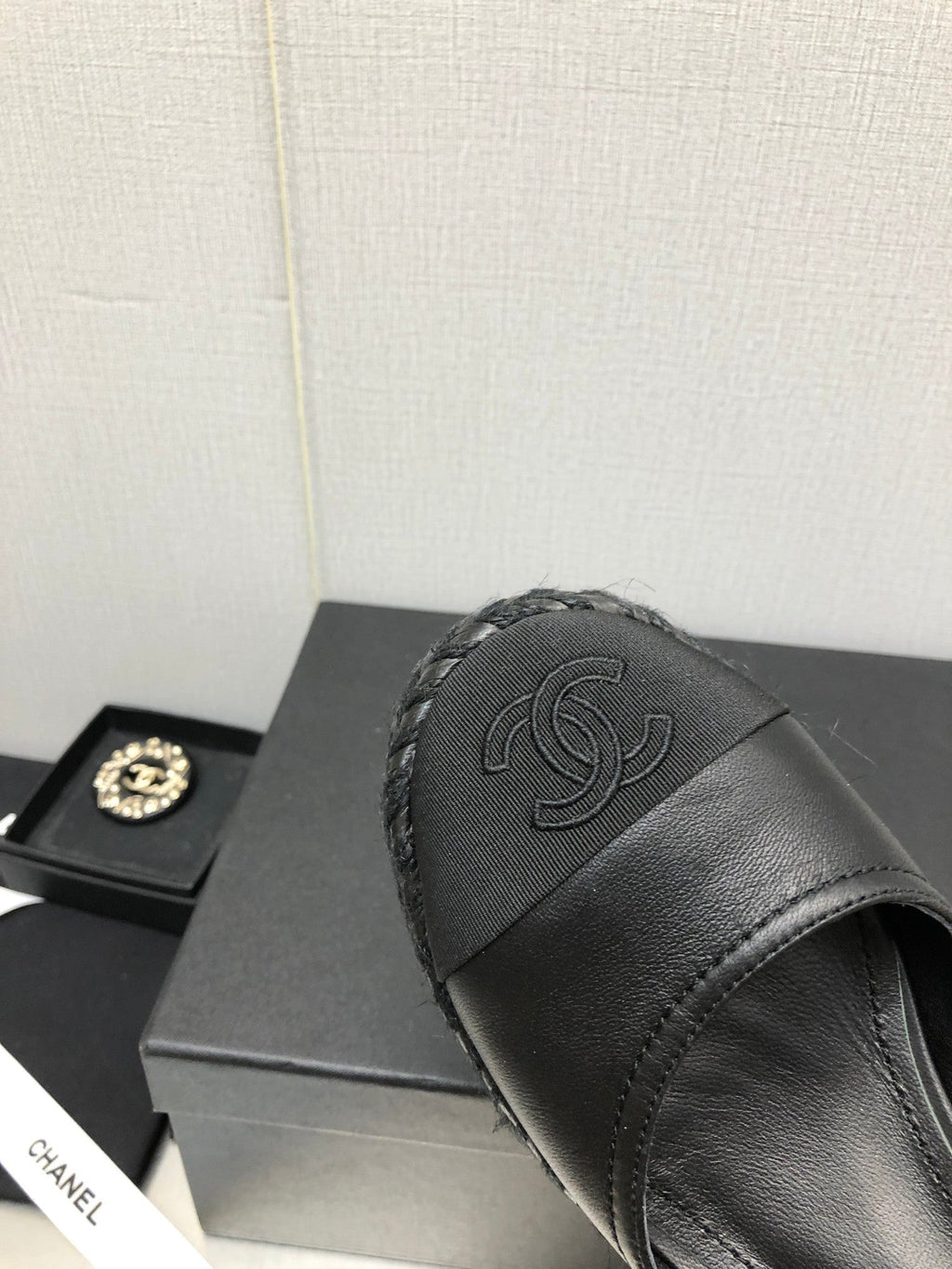 CHANEL MARY JANE WEDGE BLACK LAMBSKIN