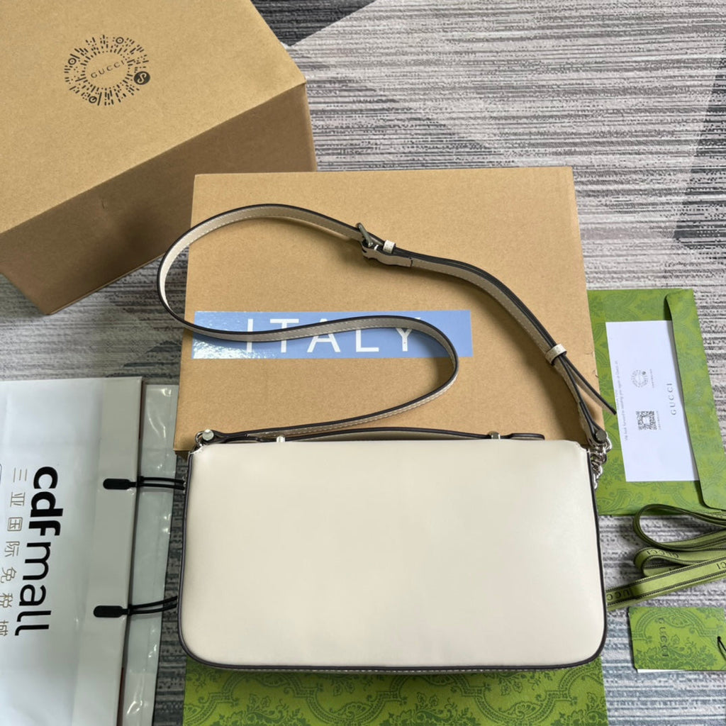 GUCCI SMALL 27 HANDBAG IN WHITE CALFSKIN