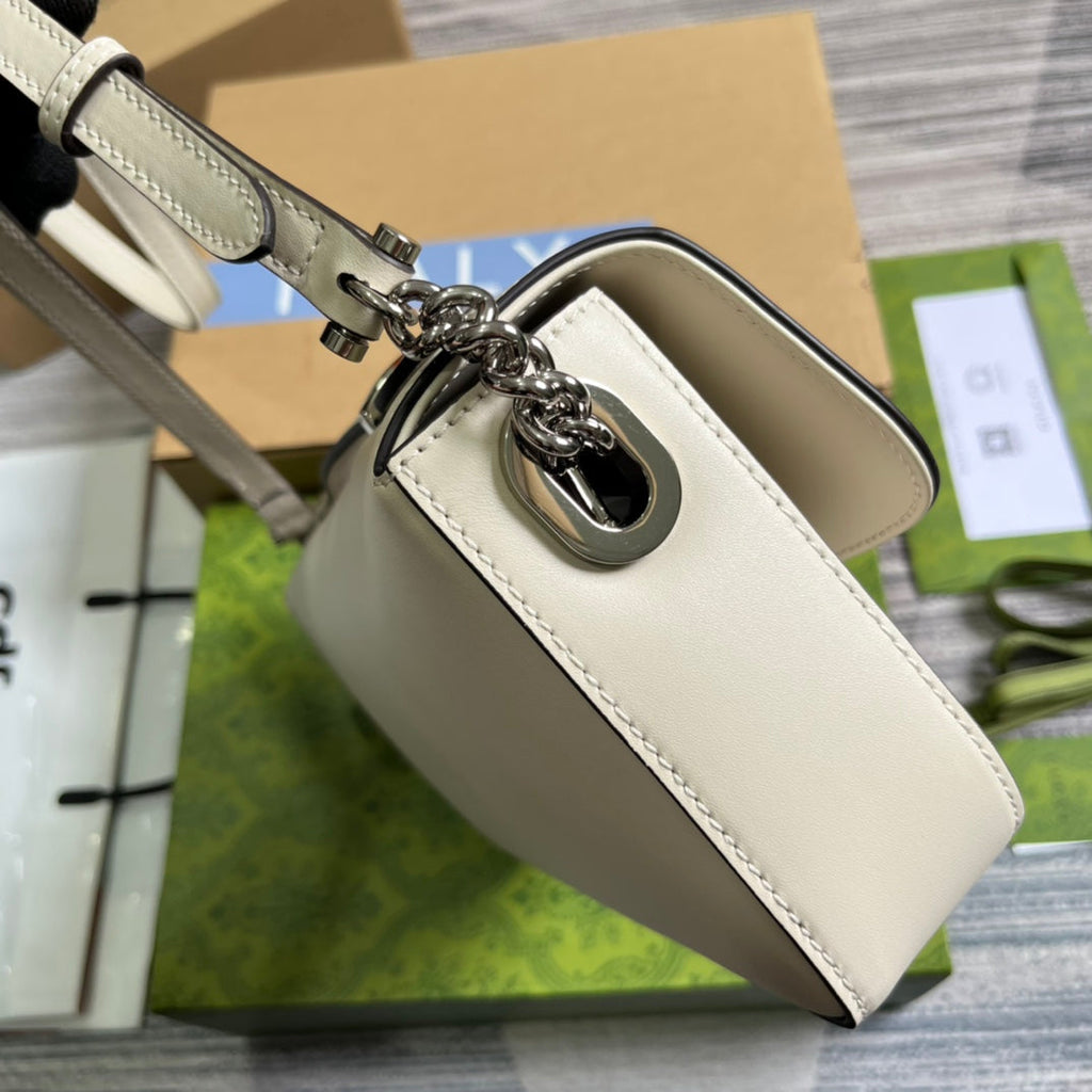 GUCCI SMALL 27 HANDBAG IN WHITE CALFSKIN