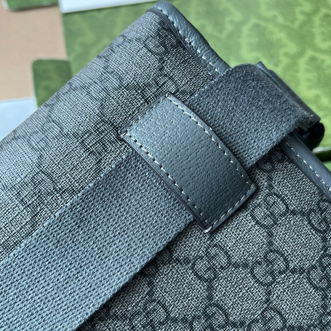 GUCCI OPHIDIA BELT BAG 24 IN DARK GREY  CALFSKIN