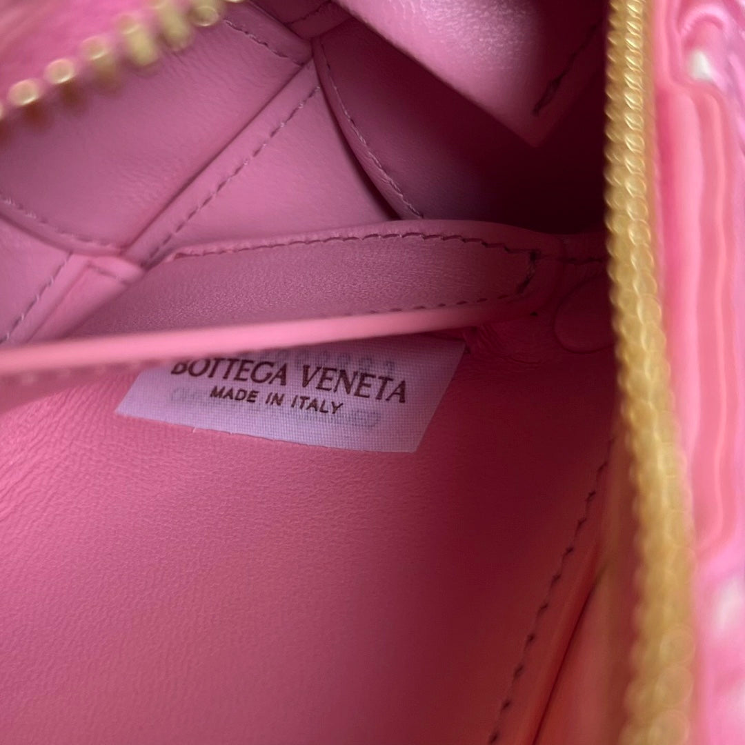 BOTTEGA VENETA SMALL BRICK CASSETTE 23 IN PINK MIX WHITE SOFT LAMBSKIN