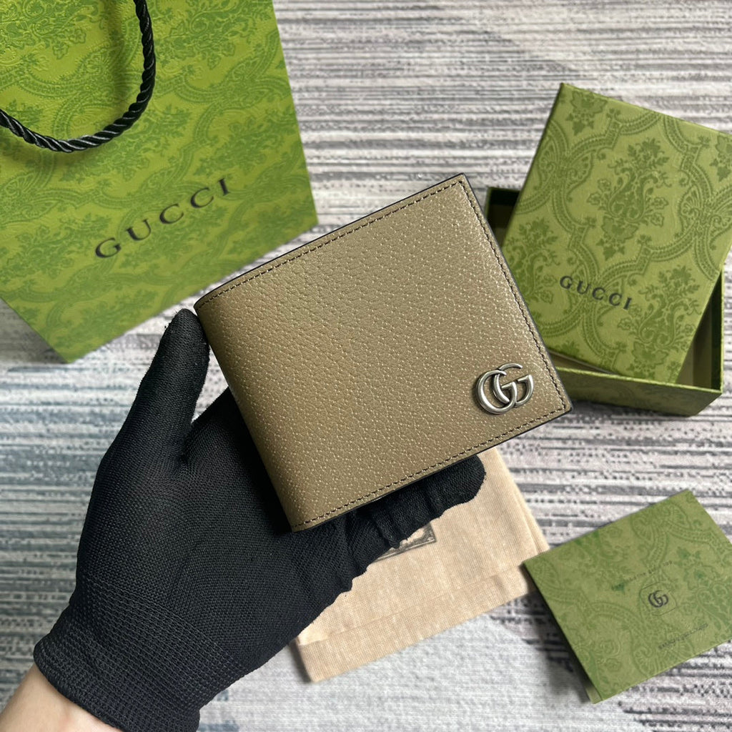 GUCCI MARMONT 11 BIFOLD WALLET IN MOCHA BROWN CALFSKIN