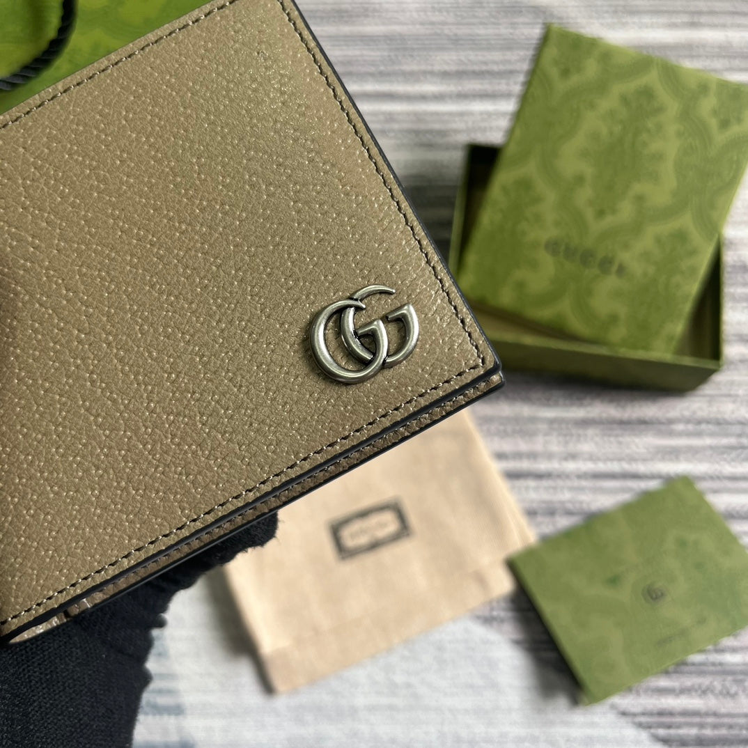 GUCCI MARMONT 11 BIFOLD WALLET IN MOCHA BROWN CALFSKIN