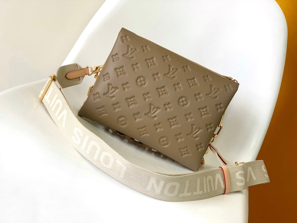 LOUIS VUITTON COUSSIN PM 26 IN BROWN MONOGRAM EMBOSSED LAMBSKIN GOLD HARDWARE