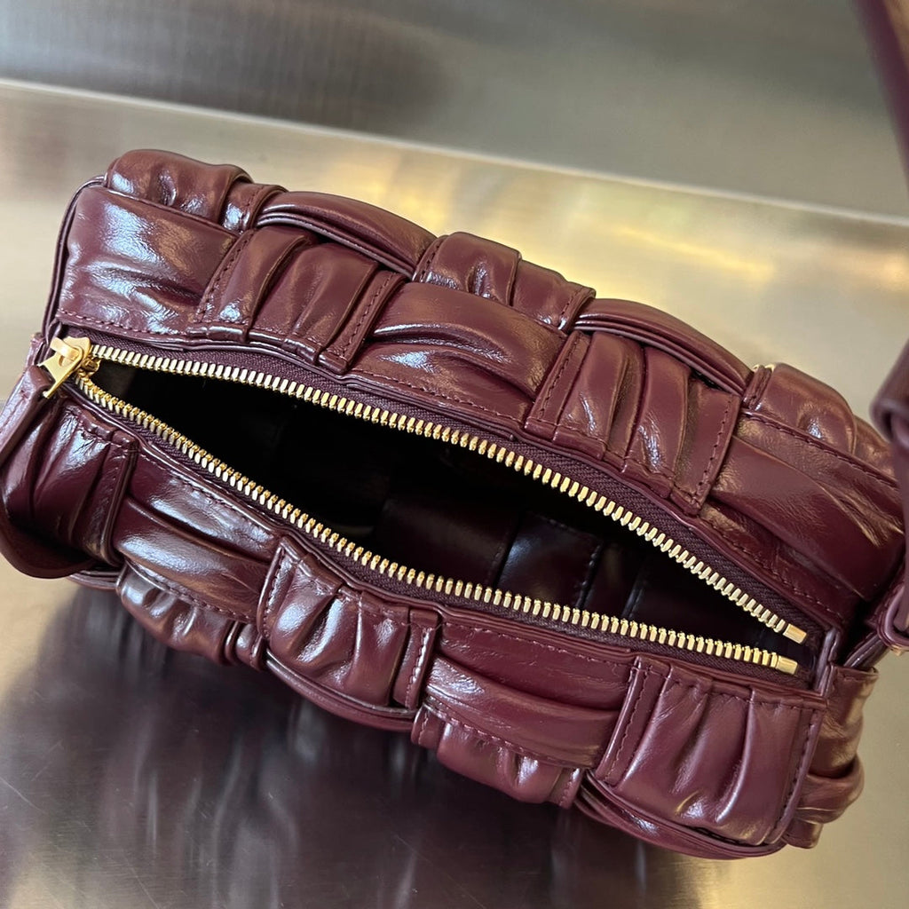 BOTTEGA VENETA SMALL BRICK CASSETTE 23 IN WINE RED SOFT LAMBSKIN
