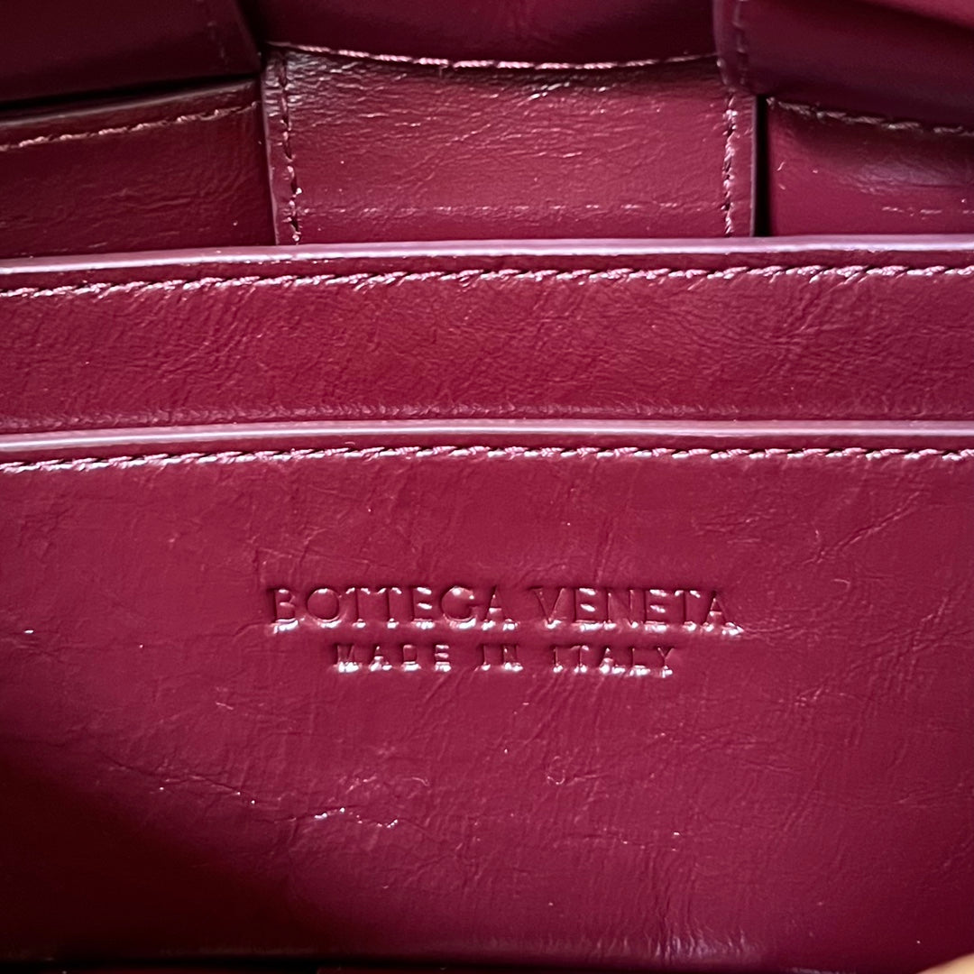 BOTTEGA VENETA SMALL BRICK CASSETTE 23 IN WINE RED SOFT LAMBSKIN