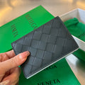 BOTTEGA VENETA INTRECCIATO BUSINESS 11 BLACK CALFSKIN CARD CASE