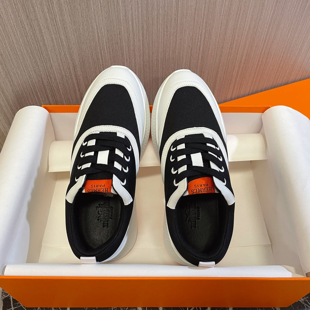 HERMES GIGA SNEAKER BLACK MIX WHITE SUEDE