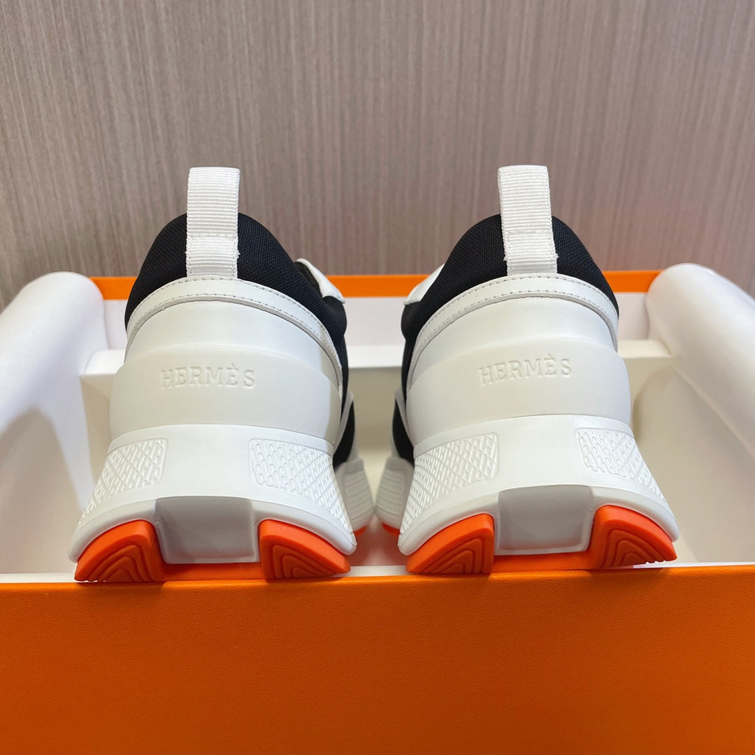 HERMES GIGA SNEAKER BLACK MIX WHITE SUEDE