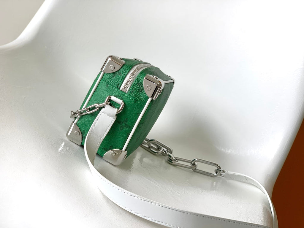 LOUIS VUITTON LV 25S MINI SOFT TRUNK BAG 18 IN FOREST GREEN CALFSKIN SILVER HARDWARE