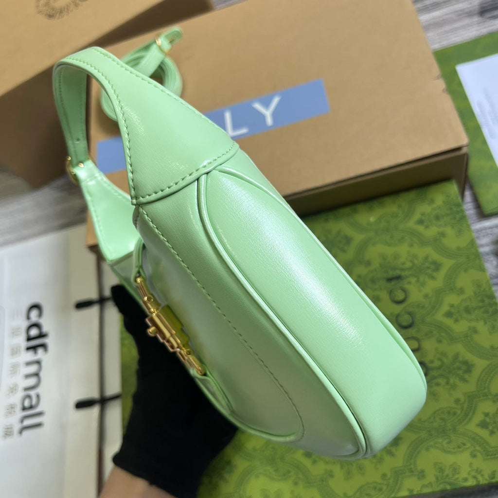 GUCCI JACKIE MINI 19 SHOULDER BAG IN LIGHT GREEN CALFSKIN