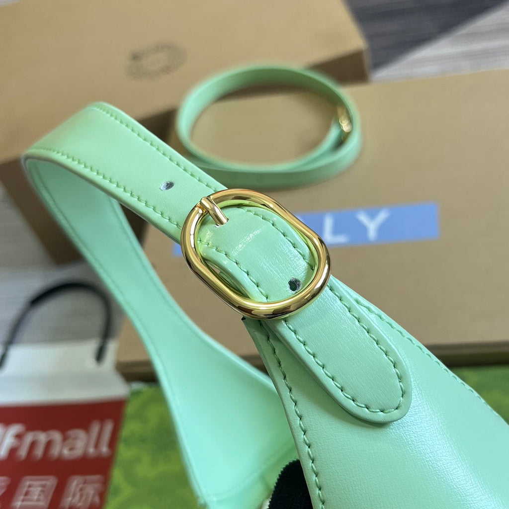 GUCCI JACKIE SMALL 28 SHOULDER BAG IN LIGHT GREEN CALFSKIN