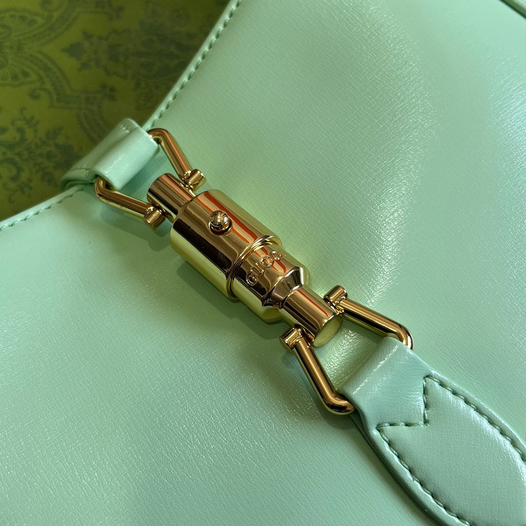 GUCCI JACKIE SMALL 28 SHOULDER BAG IN LIGHT GREEN CALFSKIN