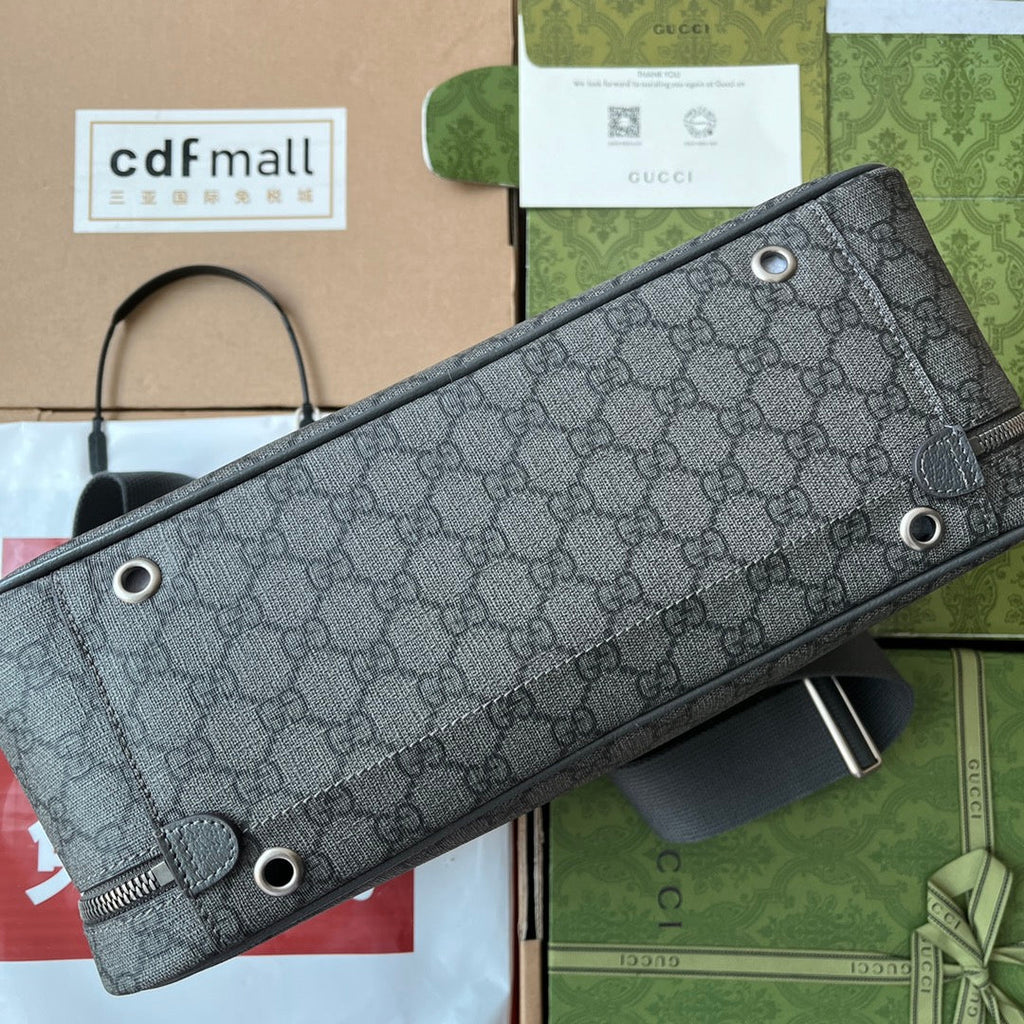 GUCCI OPHIDIA SHOULDER BAG 36 IN DARK GREY  CALFSKIN