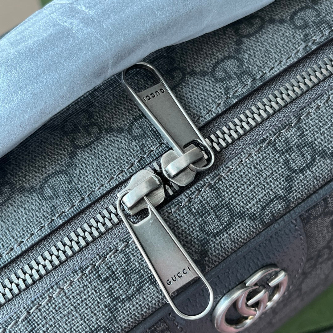 GUCCI OPHIDIA SHOULDER BAG 36 IN DARK GREY  CALFSKIN