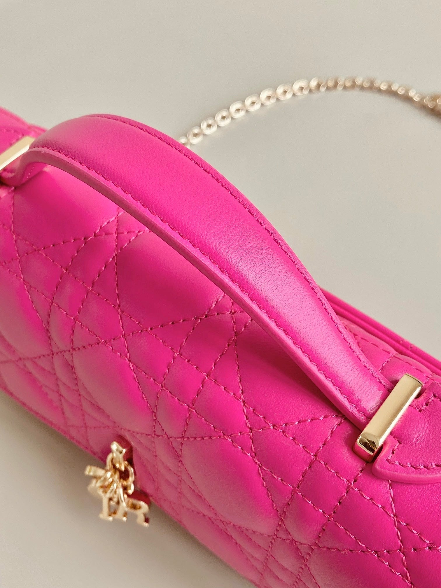 DIOR MICRO LADY 12 BAG IN HOT PINK LAMBSKIN