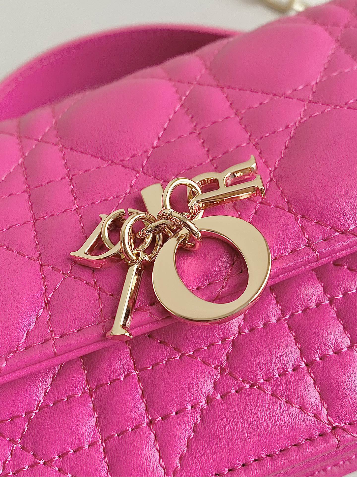 DIOR MICRO LADY 12 BAG IN HOT PINK LAMBSKIN