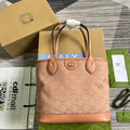 GUCCI OPHIDIA SMALL 25 TOTE BAG IN LIGHT PINK CANVAS