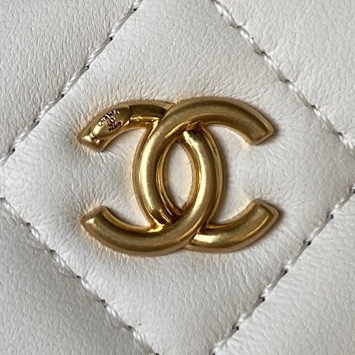 CHANEL SMALL VANITY CASE 17 IN WHITE CALFSKIN GOLD HARDWARE