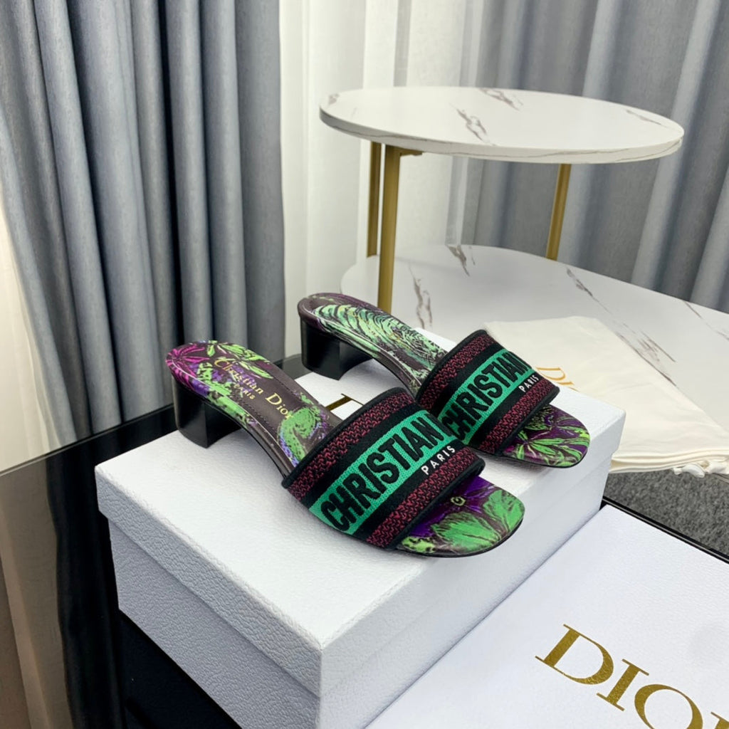 DIOR CD Mule Dway Heeled Slide 45mm Style 77