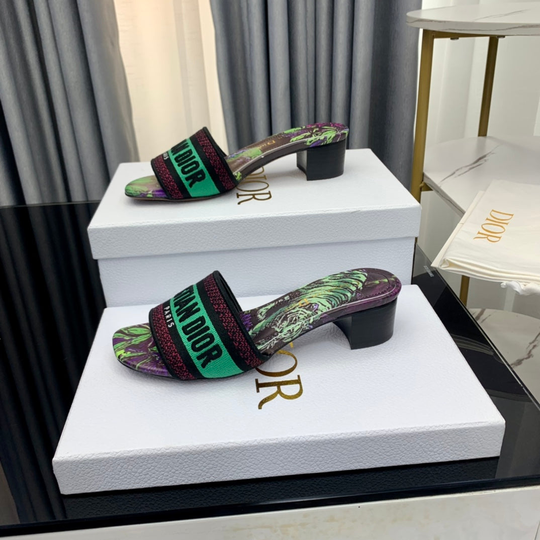 DIOR CD Mule Dway Heeled Slide 45mm Style 77