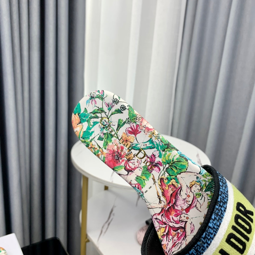 DIOR CD Mule Dway Slide 10mm Multi-motifs Style 37