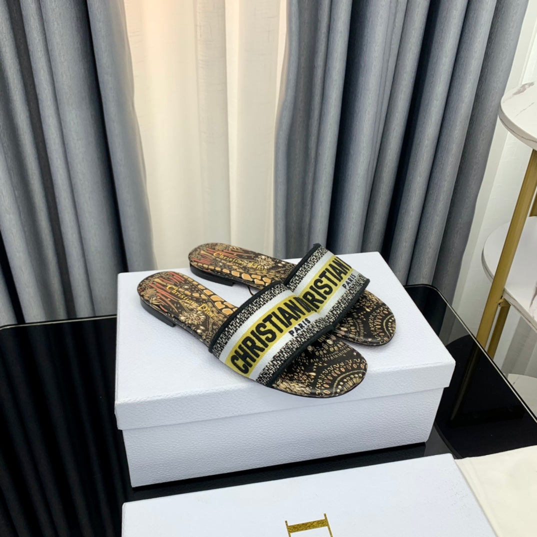 DIOR CD Mule Dway Slide 10mm Multi-motifs Style 67