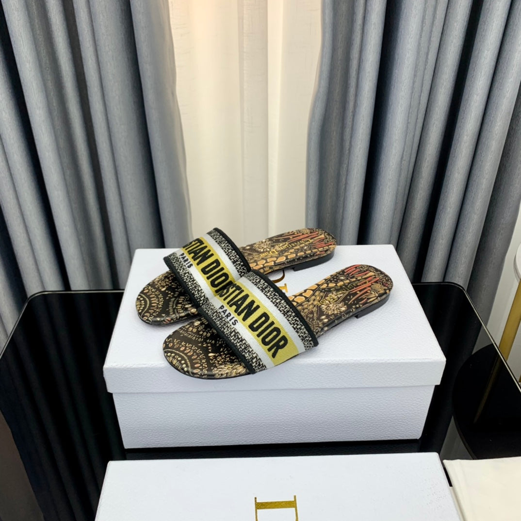 DIOR CD Mule Dway Slide 10mm Multi-motifs Style 67