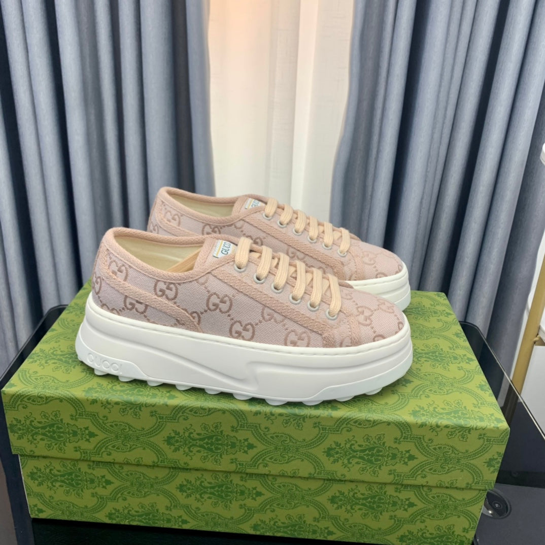 GUCCI SNEAKER FLATFORM PASTEL PINK CANVAS