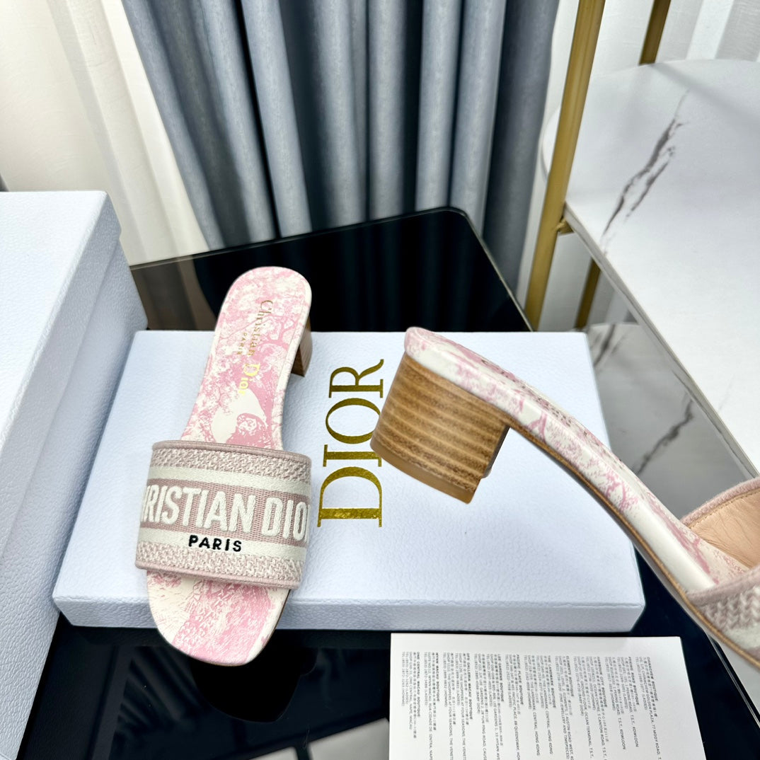 DIOR CD Mule Dway Heeled Slide 45mm Style 66