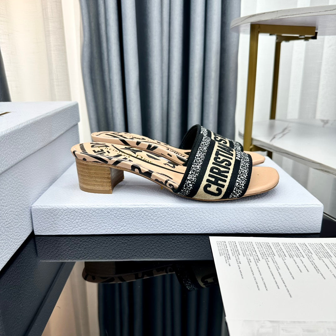 DIOR CD Mule Dway Heeled Slide 45mm Style 59