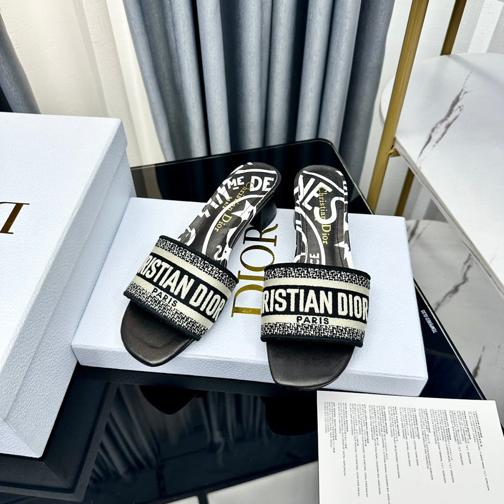 DIOR CD Mule Dway Heeled Slide 45mm Style 53