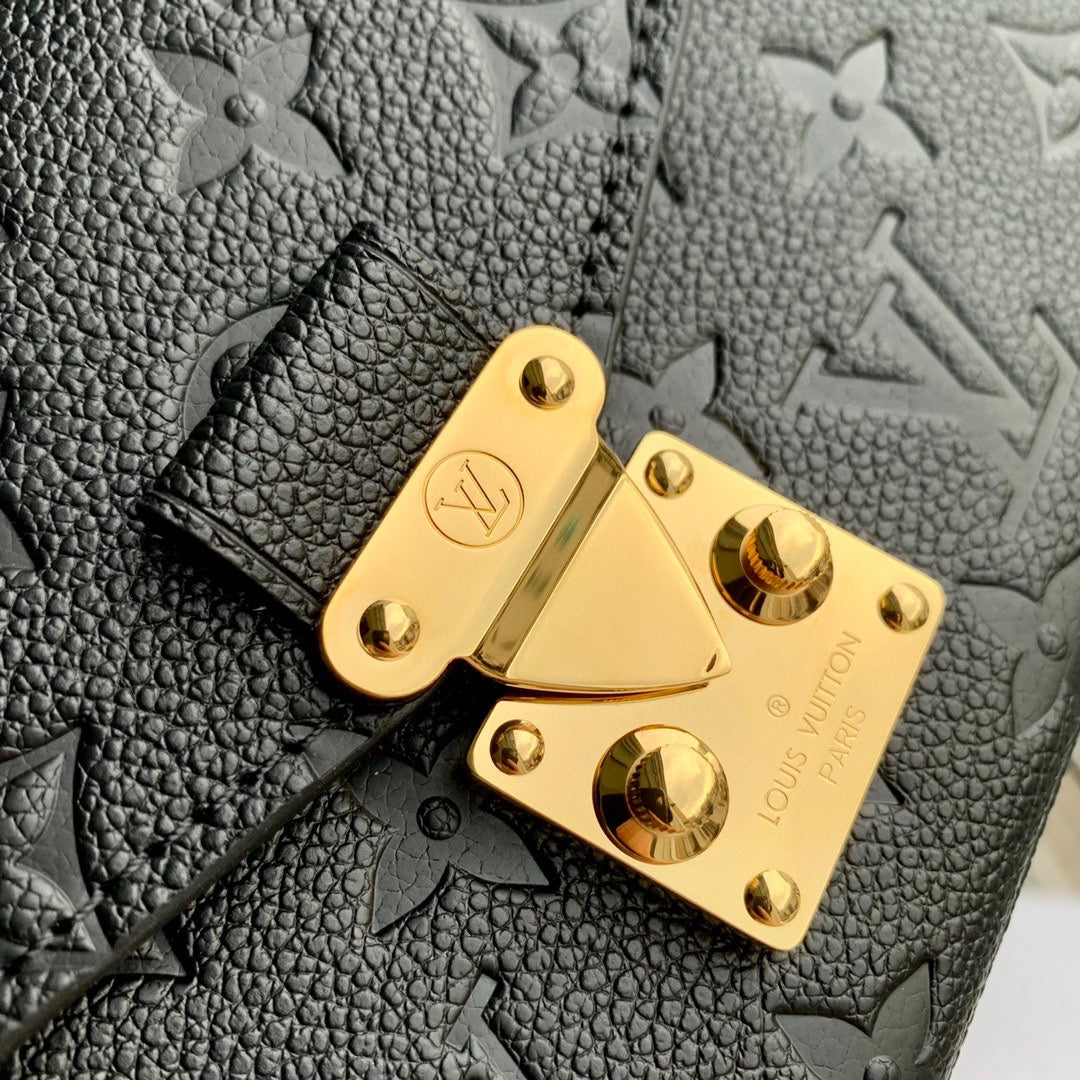 LOUIS VUITTON POCHETTE MÉTIS EAST WEST 21 IN GUN METAL EMBOSSED CALFSKIN GOLD HARDWARE