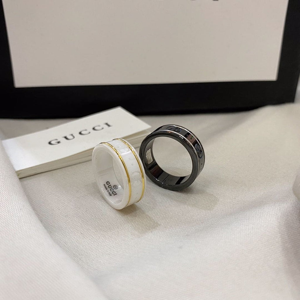18K Double Gucci Icon White Zirconia Ring
